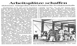 Newspaper article Assembly hall Hohmeier