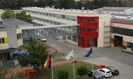 Aerial view of the new building in Minden from 2019