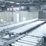 Roller conveyor in a production plant