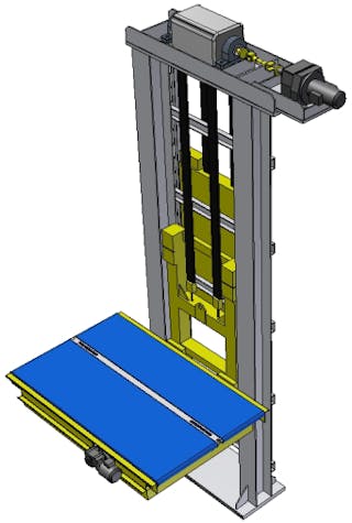 3D-Modell Vertikalheber mit Decktyp Kunststoffkettenförderer 3D-Modell Vertikalheber mit Decktyp Kunststoffkettenförderer; Solo-Führungssäule