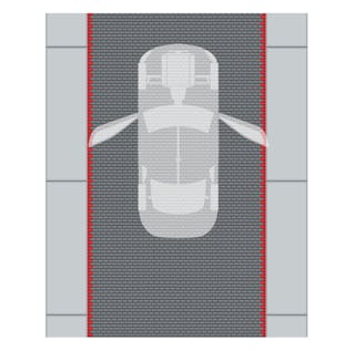 Interior cleaning lines Schematic drawing of a car on an interior cleaning belt from above
