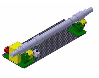 Illustration: Driven bench grinder for wheelset shafts Illustration: Driven bench grinder with wheelset shafts: The device consists of two holders, each with two axle holders, between which the shaft is accommodated. During grinding operations, the wheelset shafts are rotated continuously.